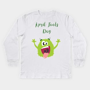 Monster Under Your Bed - Happy April Fool's Day Kids Long Sleeve T-Shirt